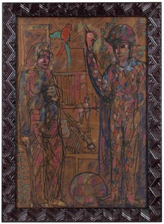 Harlequin - Mixed Media on Cardboard by Sirio Pellegrini - 1960s