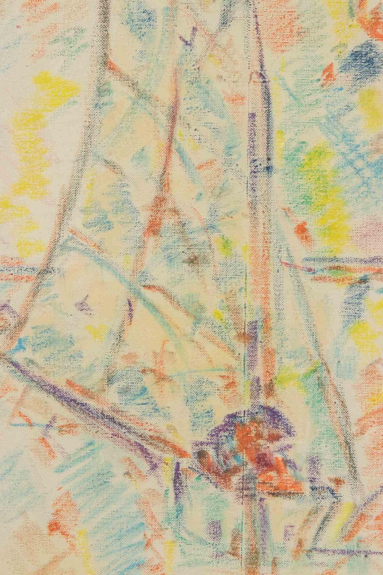 Abstract Composition (Boat) - Drawing by Sirio Pellegrini - 1970s For Sale 1
