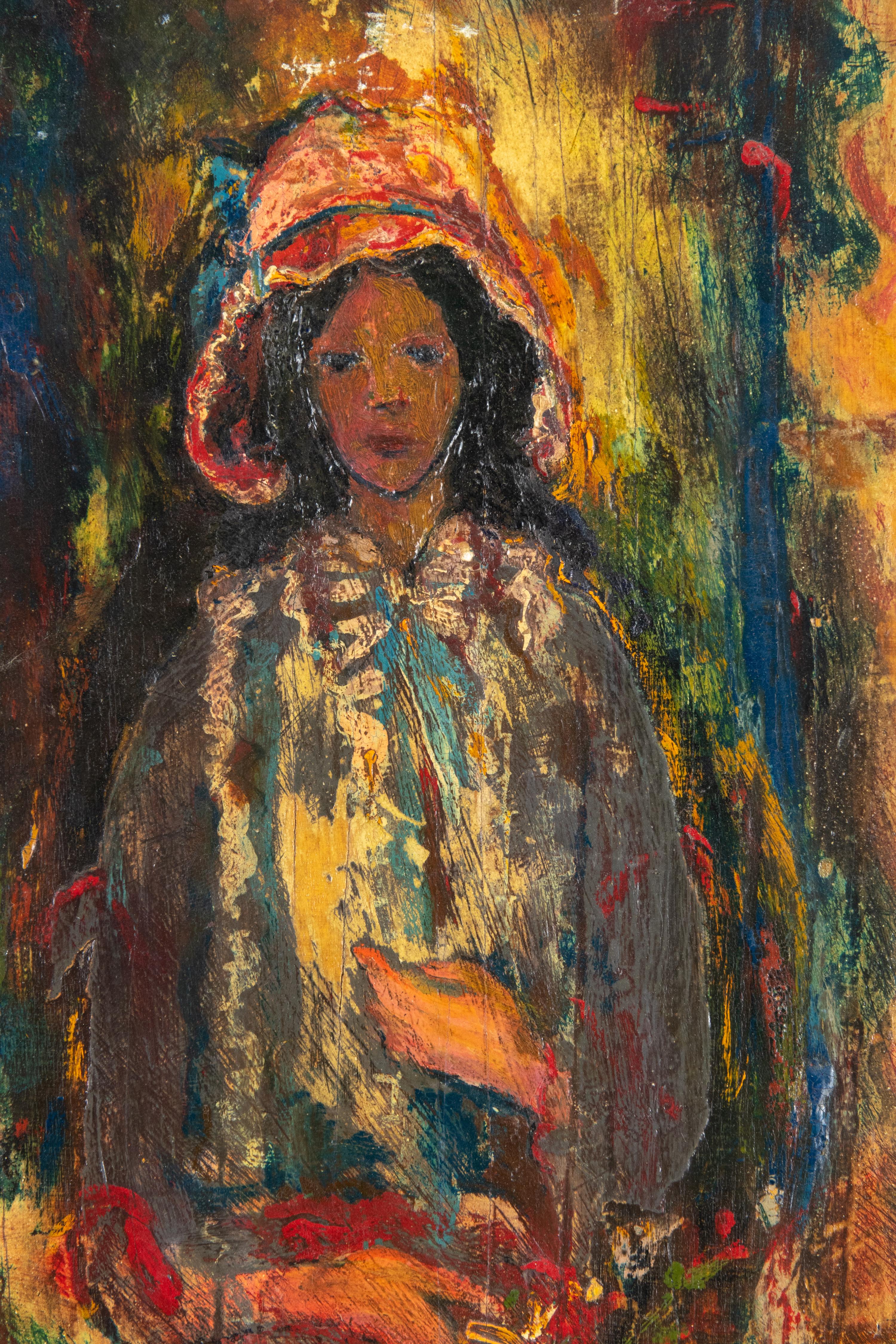 Antonella an Karneval - Öl auf Karton von Sirio Pellegrini - 1969 im Angebot 2