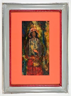 Antonella at Carnival - Oil on Board by Sirio Pellegrini - 1969