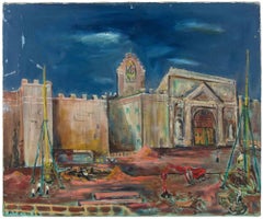 Paesaggio urbano - Olio su tela di Sirio Pellegrini - 1964