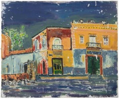 Fishermen's Cooperative - Oil on Canvas by Sirio Pellegrini - 1960s