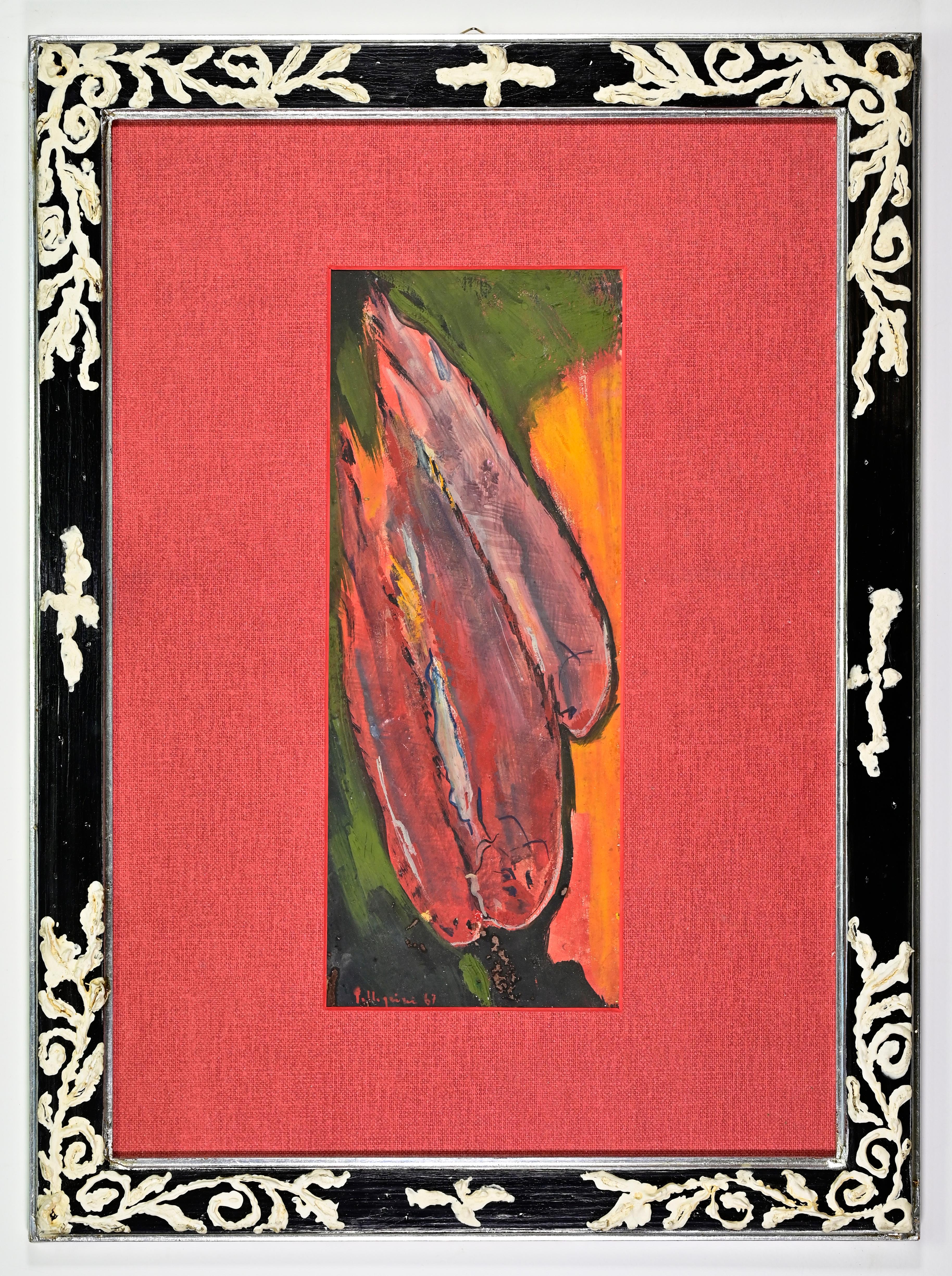 Oil on wooden panel realized by Sirio Pellegrini in 1960s.

Sirio Pellegrini, born in Rome on March 1, 1922, of Abruzzo origins (Capestrano), spent his childhood years in Rome, in the heart of the old city, behind the Academy of S. Cecilia.
He took