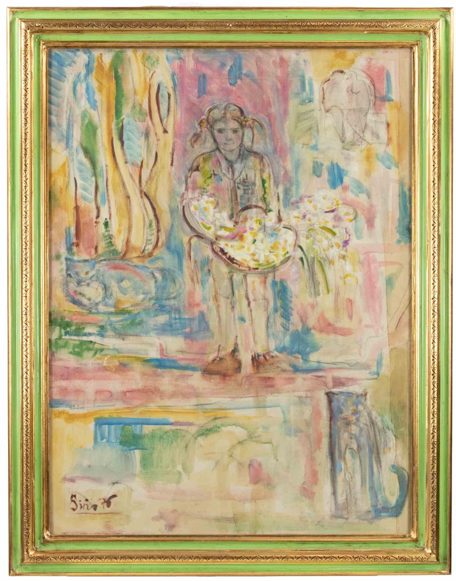 Girl - Paint by Sirio Pellegrini - 1976