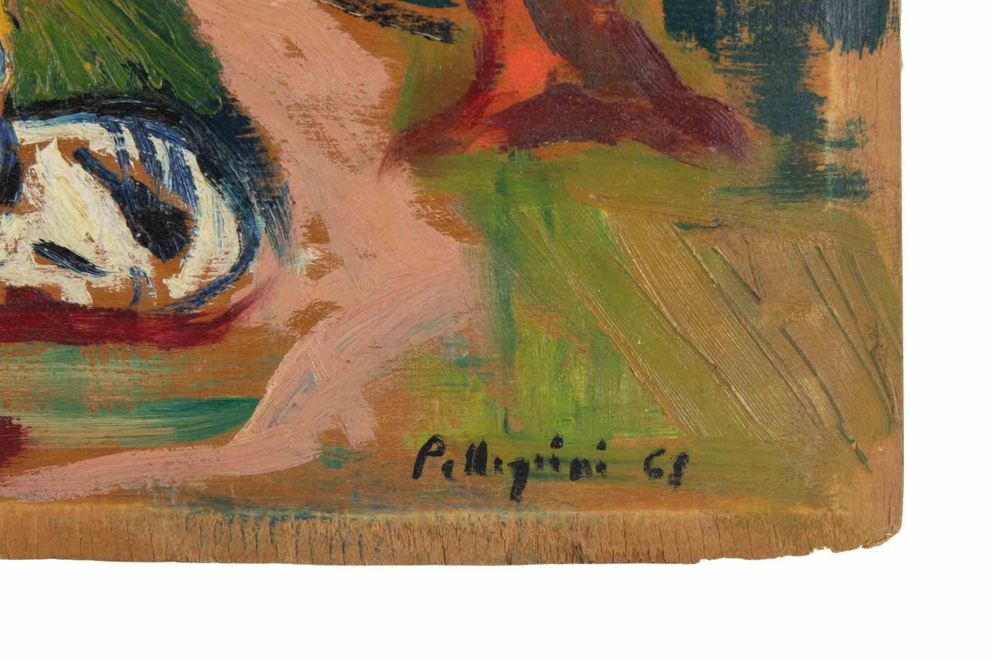 Grazing Animals in Manziana – Gemälde von Sirio Pellegrini – 1969 im Angebot 2