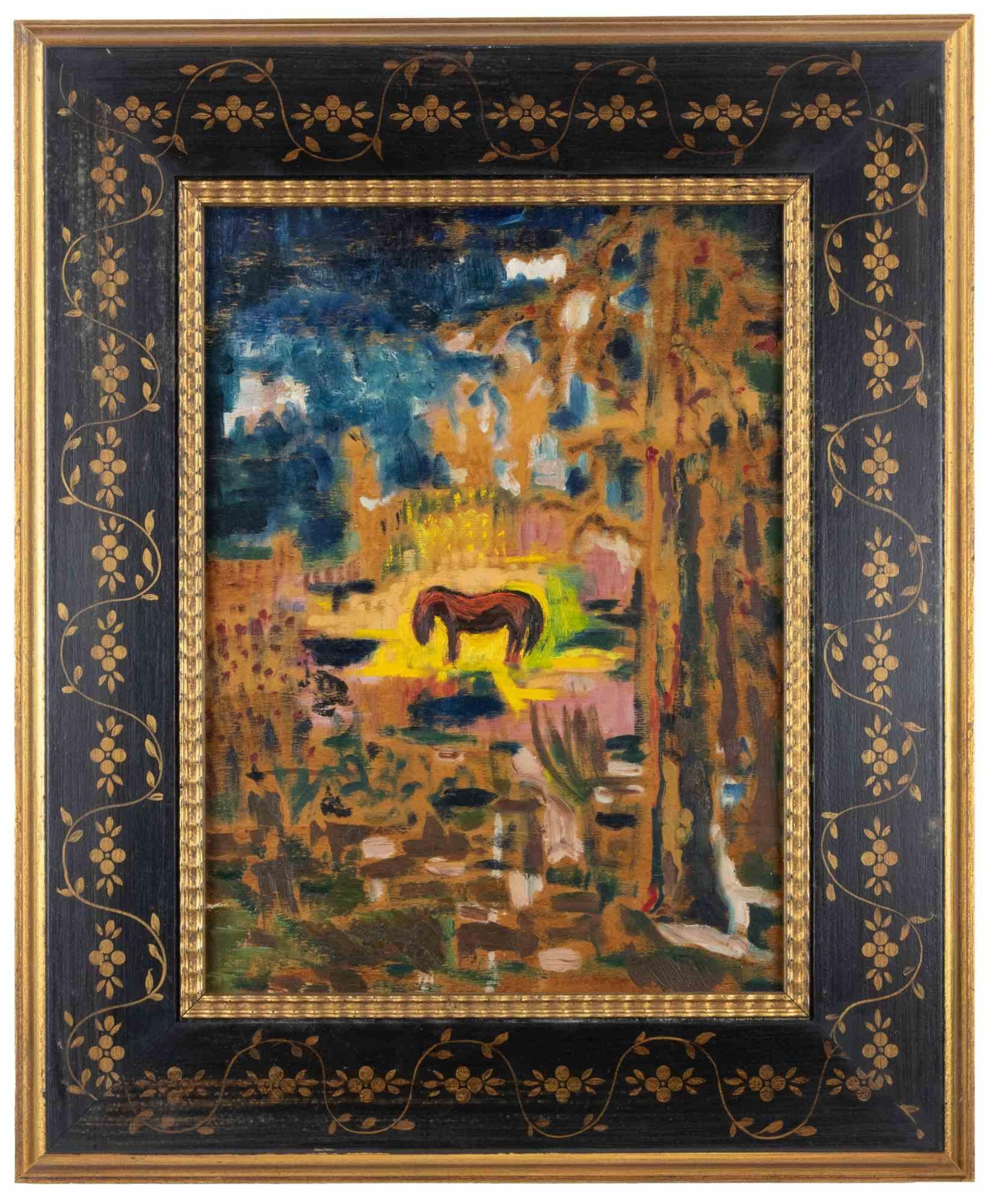 Oil and tempera on cardboard realized by Sirio Pellegrini in 1960s.

Hand signed.

Includes a beautiful wooden frame cm. 66x54.5.