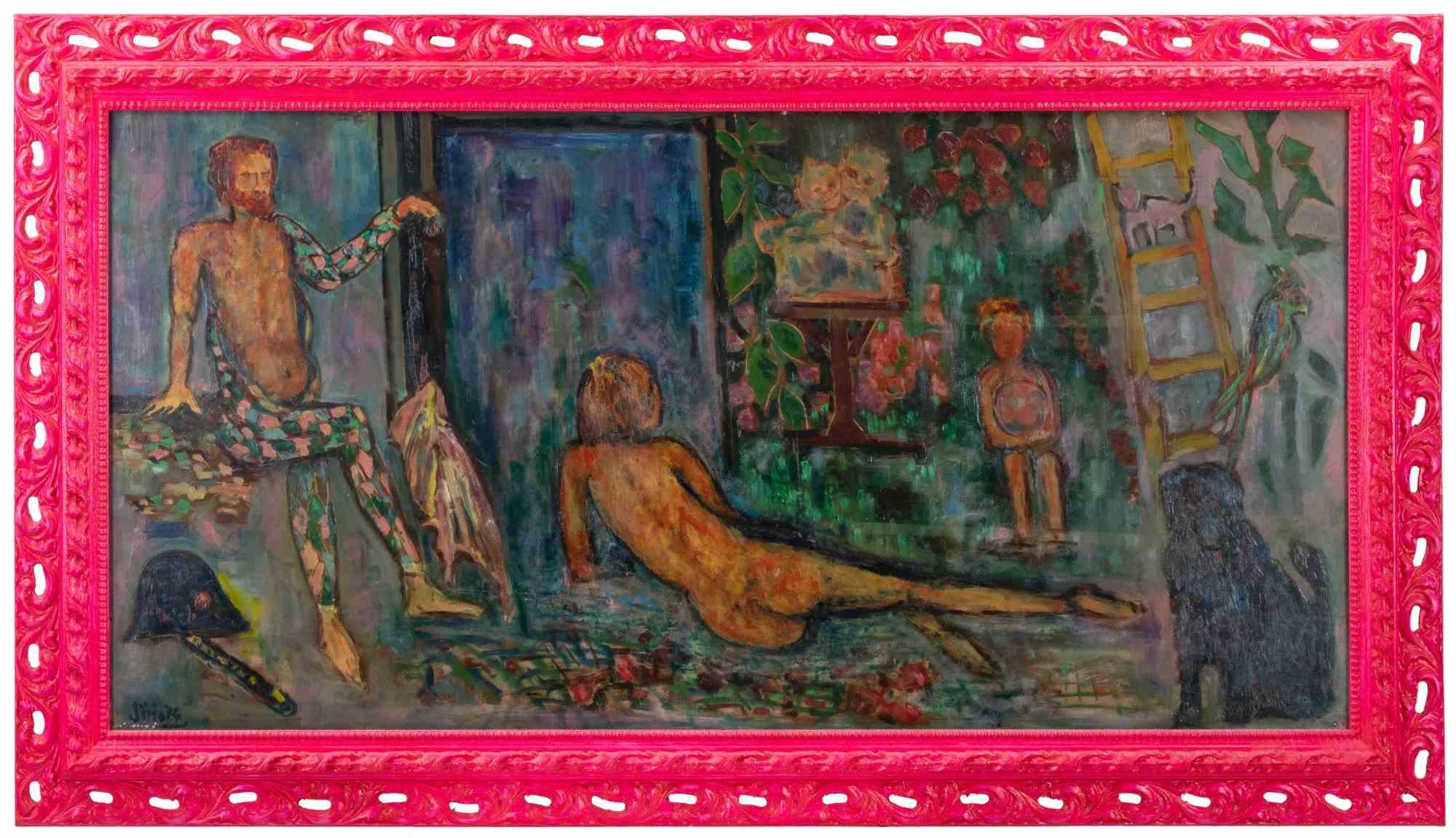 Oil on plywood realized by Sirio Pellegrini in 1974.

It includes a beautiful wooden frame realized tailor-made by the Artist cm. 83x146.

Hand signed and dated lower left.

Very good condition.

Sirio Pellegrini, born in Rome on March 1, 1922, of