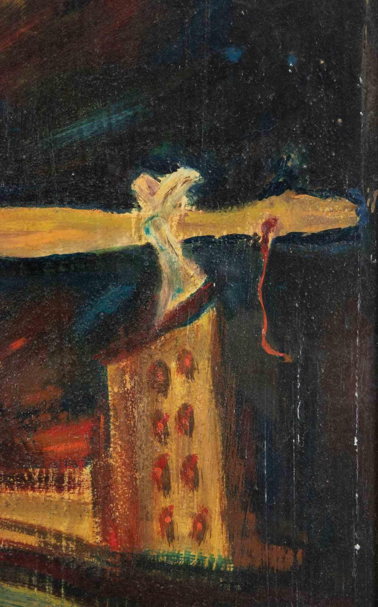 Jesus Christ and the Pains of the World - Paint by Sirio Pellegrini - 1970s For Sale 3