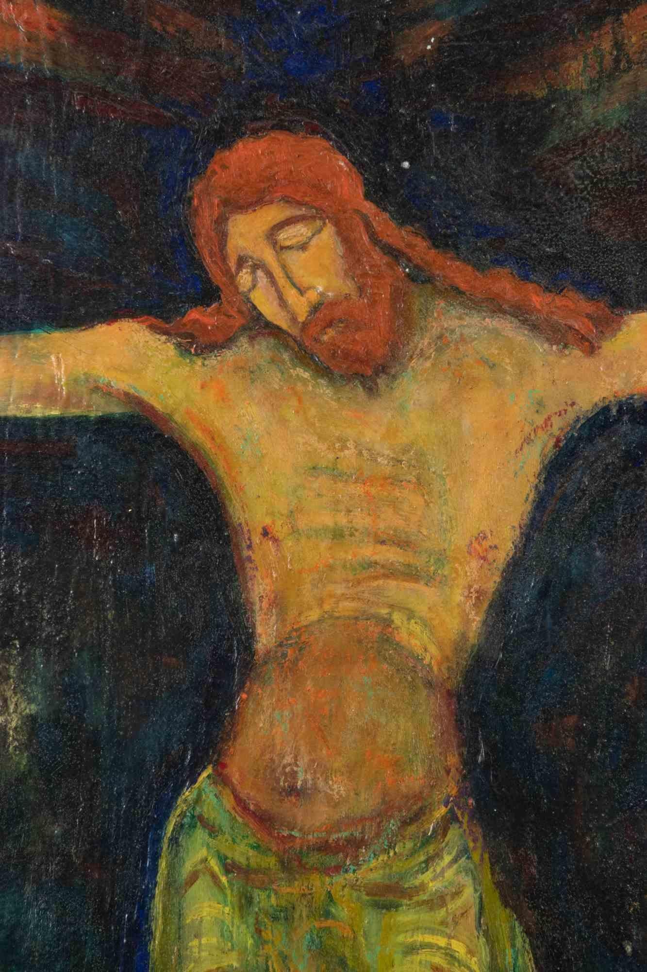 Jesus Christ and the Pains of the World - Paint by Sirio Pellegrini - 1970s For Sale 4