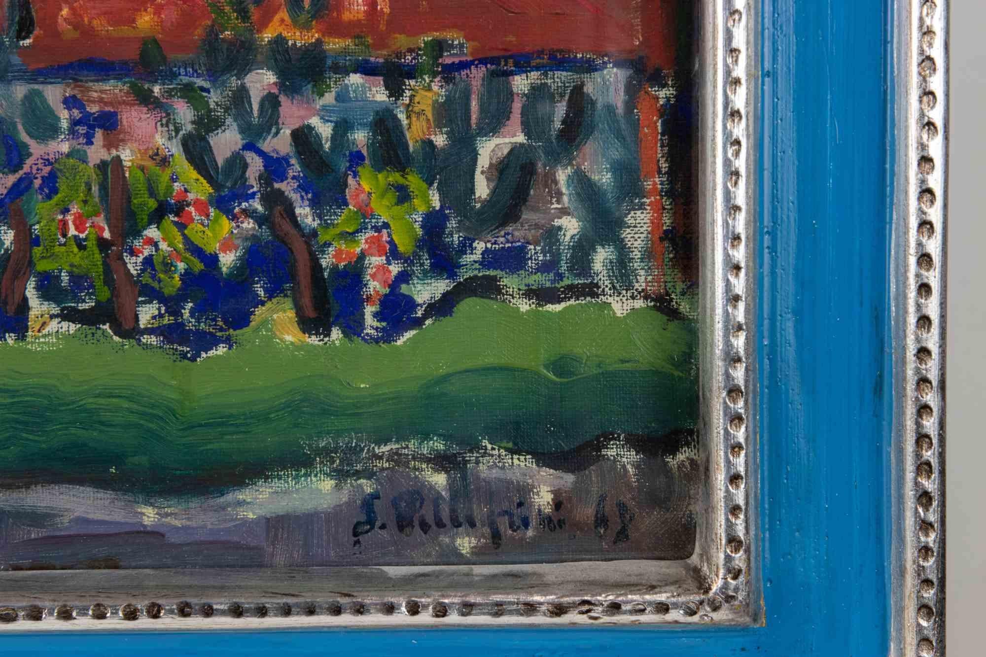 Landschaft in Falconara – Gemälde von Sirio Pellegrini – 1968 im Angebot 2