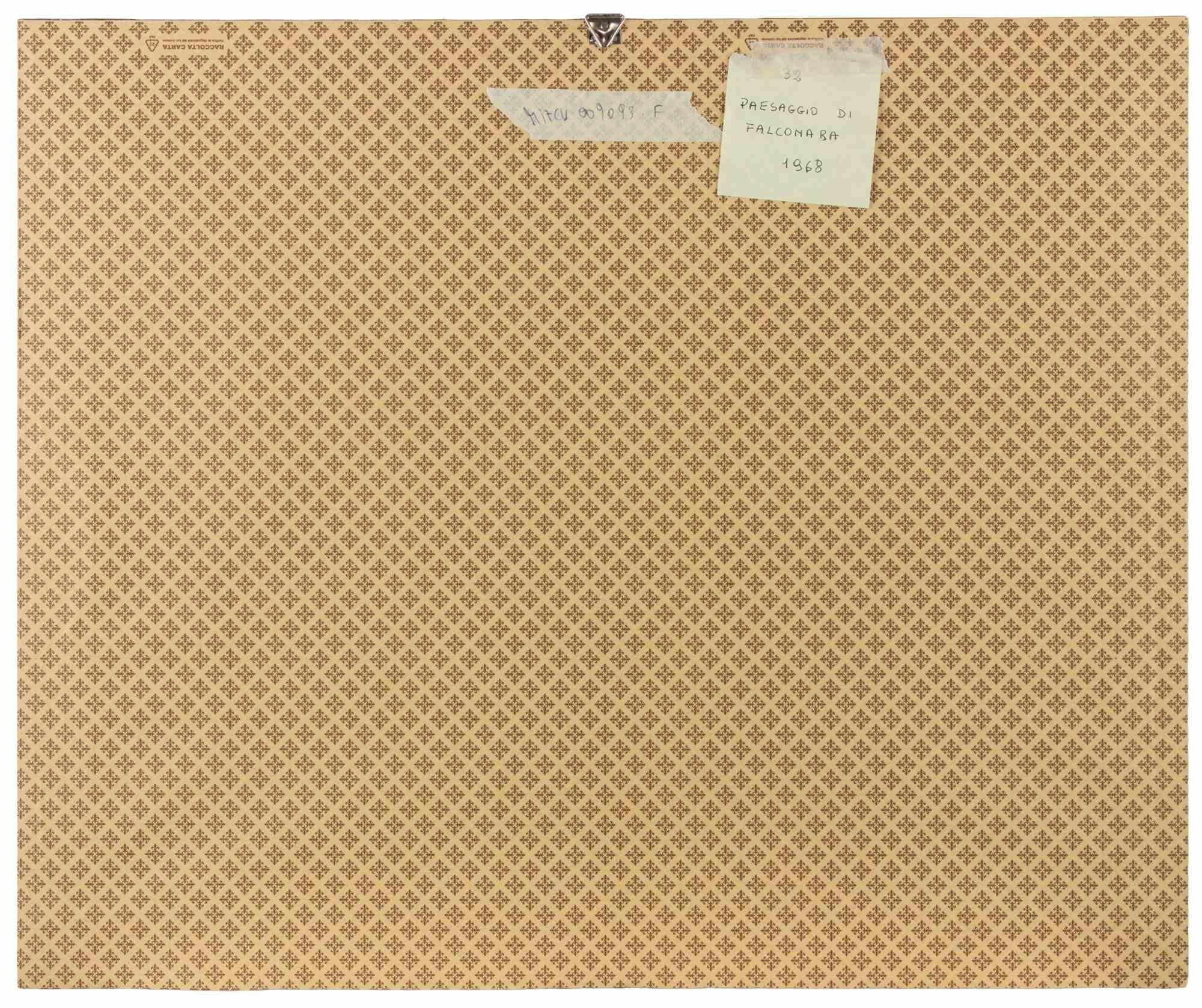 Landschaft in Falconara – Gemälde von Sirio Pellegrini – 1968 im Angebot 3