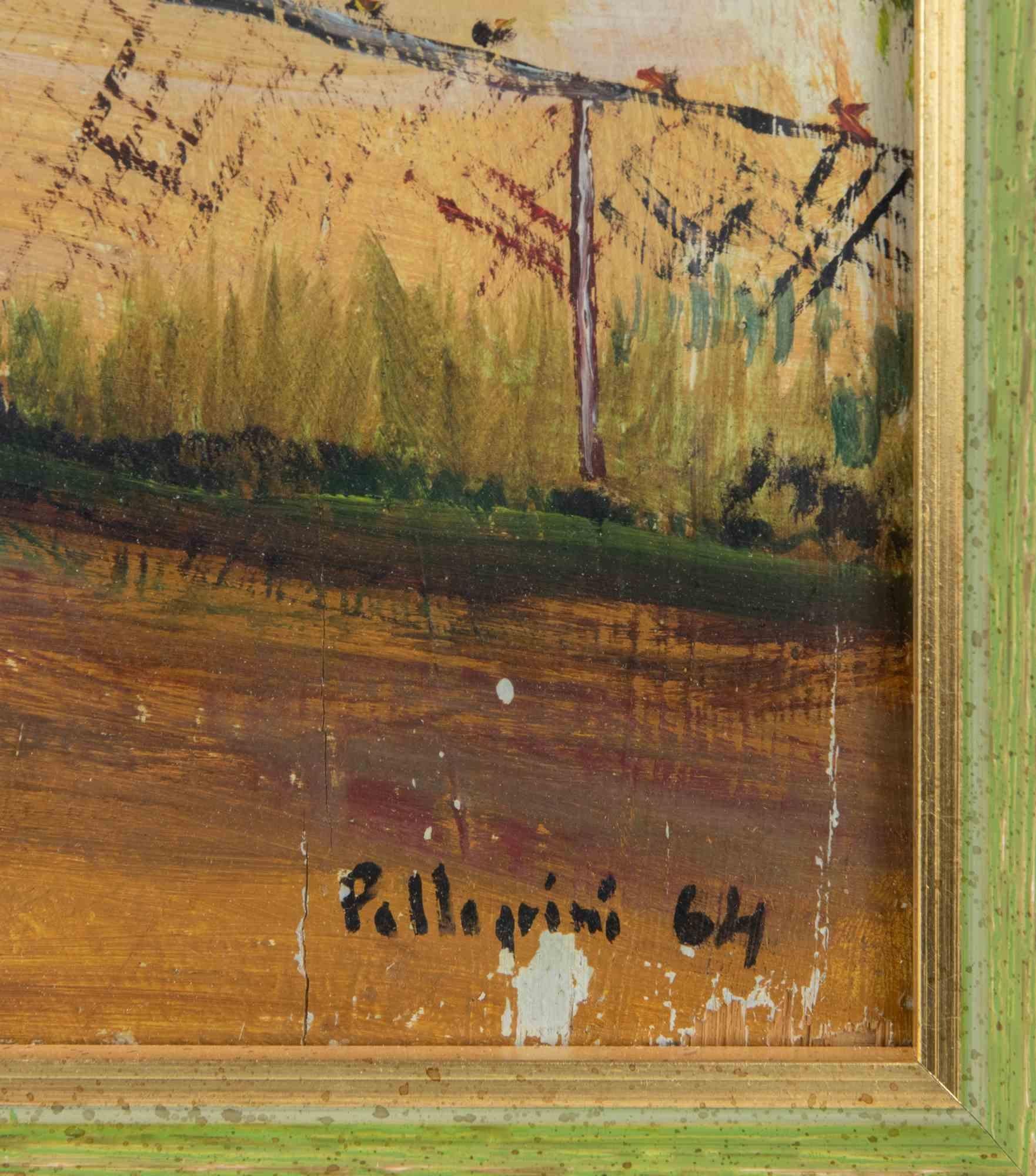 Landscape - Paint by Sirio Pellegrini - 1964 For Sale 1