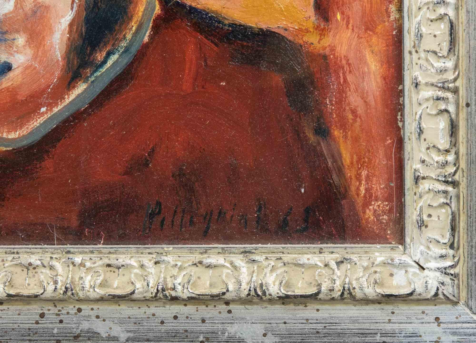 Mary und Kind Jesus – Gemälde von Sirio Pellegrini – 1965 im Angebot 2