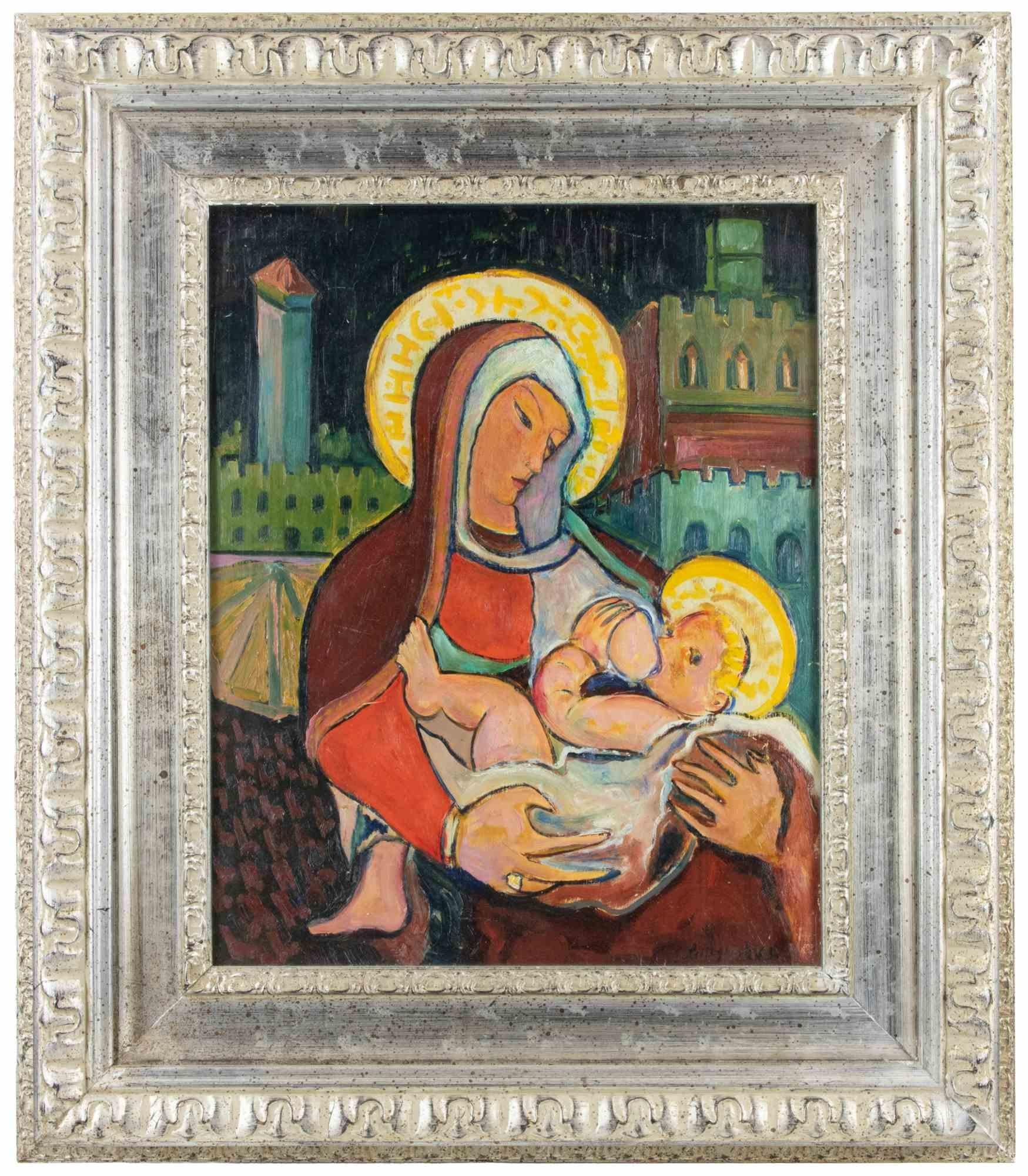 Oil on panel realized by Sirio Pellegrini in 1965.

Hand signed and dated.

Includes a wooden frame realized by the Artist. cm. 74.5x64.5.

Sirio Pellegrini, born in Rome on March 1, 1922, of Abruzzo origins (Capestrano), spent his childhood years