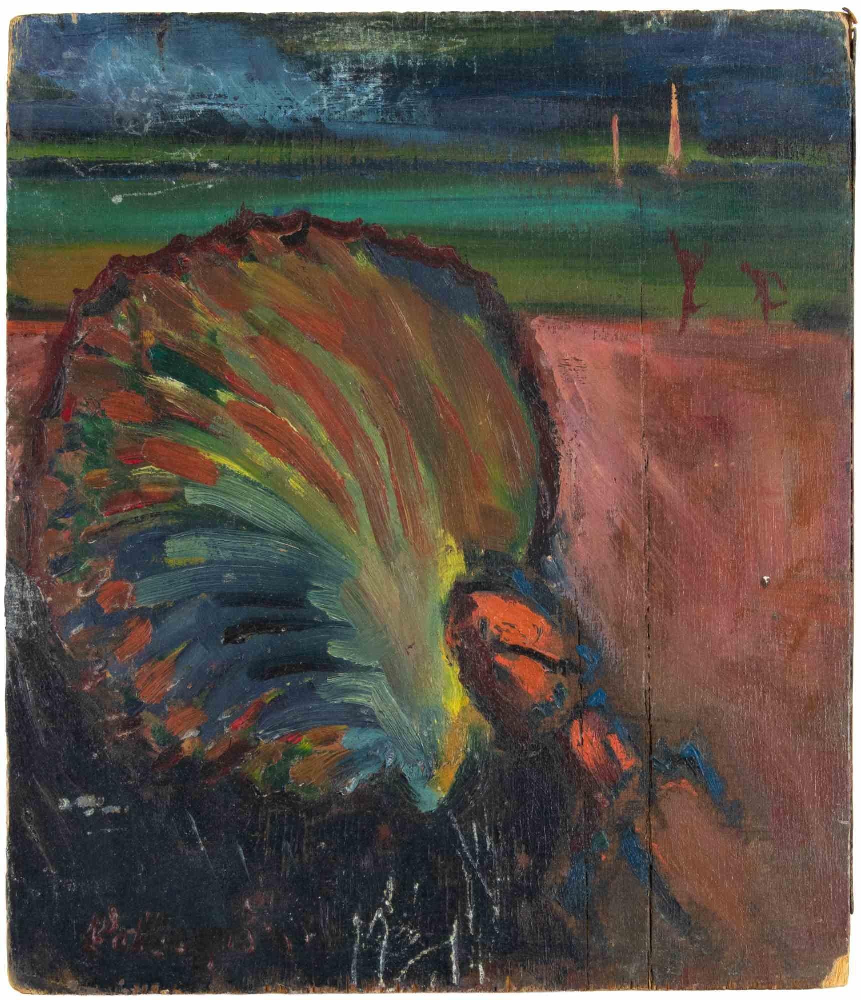 Pavone - Dipinto di Sirio Pellegrini - 1967