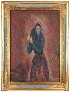 Retrato de mujer - Pintura de Sirio Pellegrini - Años 60
