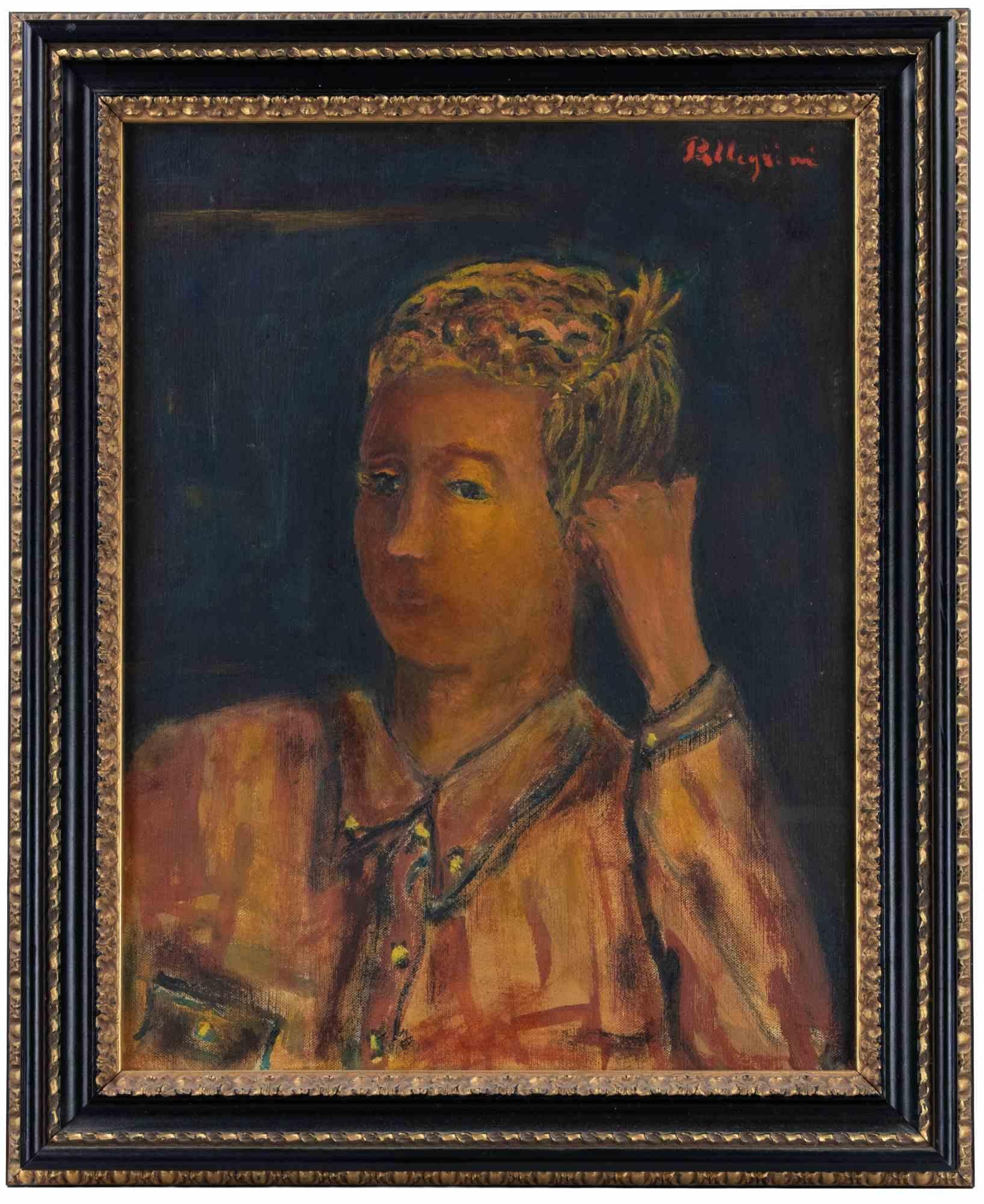 Ölporträt auf Holz, signiert, gerahmt, zeitgenössisch, 1974