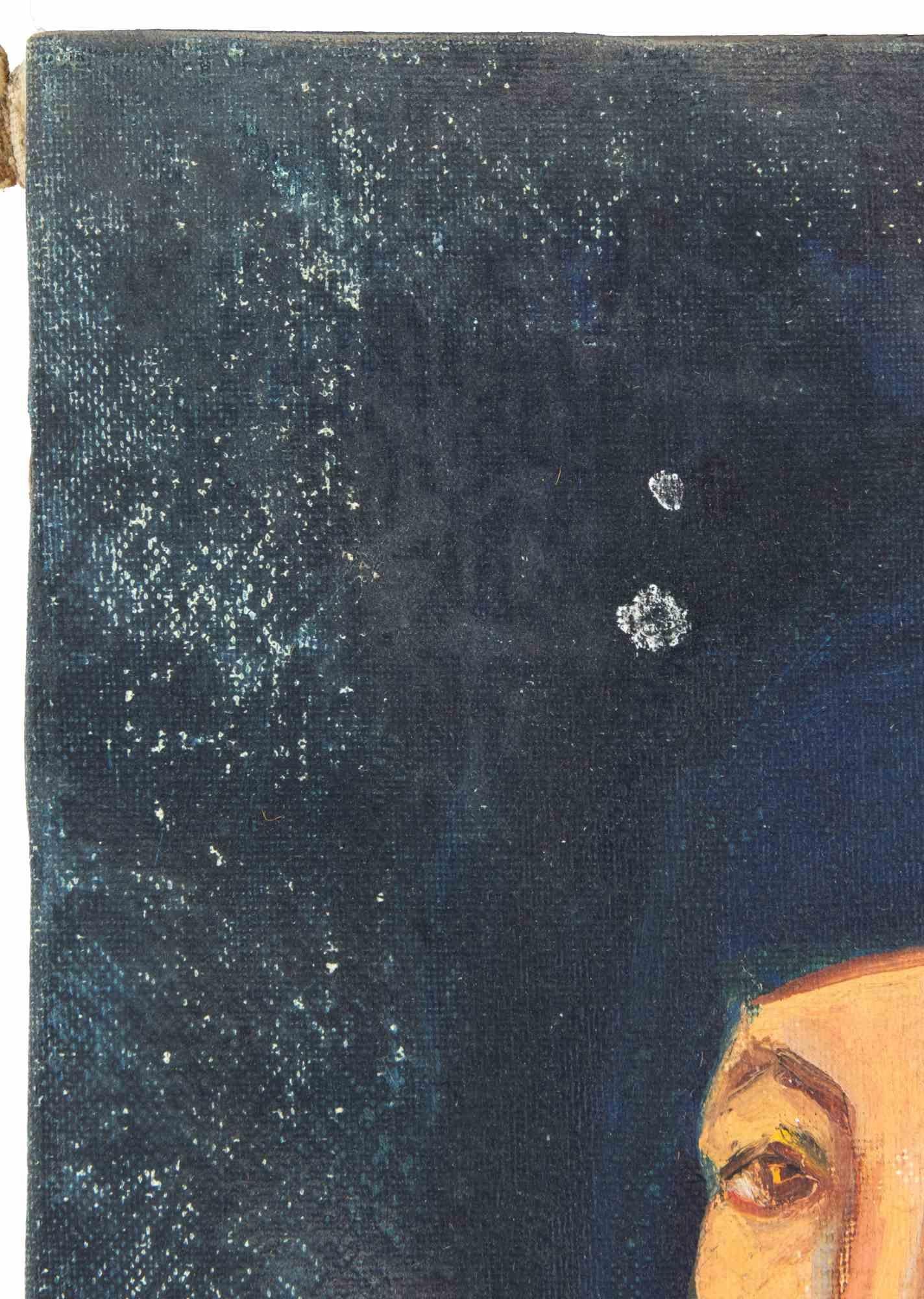 Selbstporträt nach Antonello da Messina – Malerei von Sirio Pellegrini – 1969 im Angebot 2
