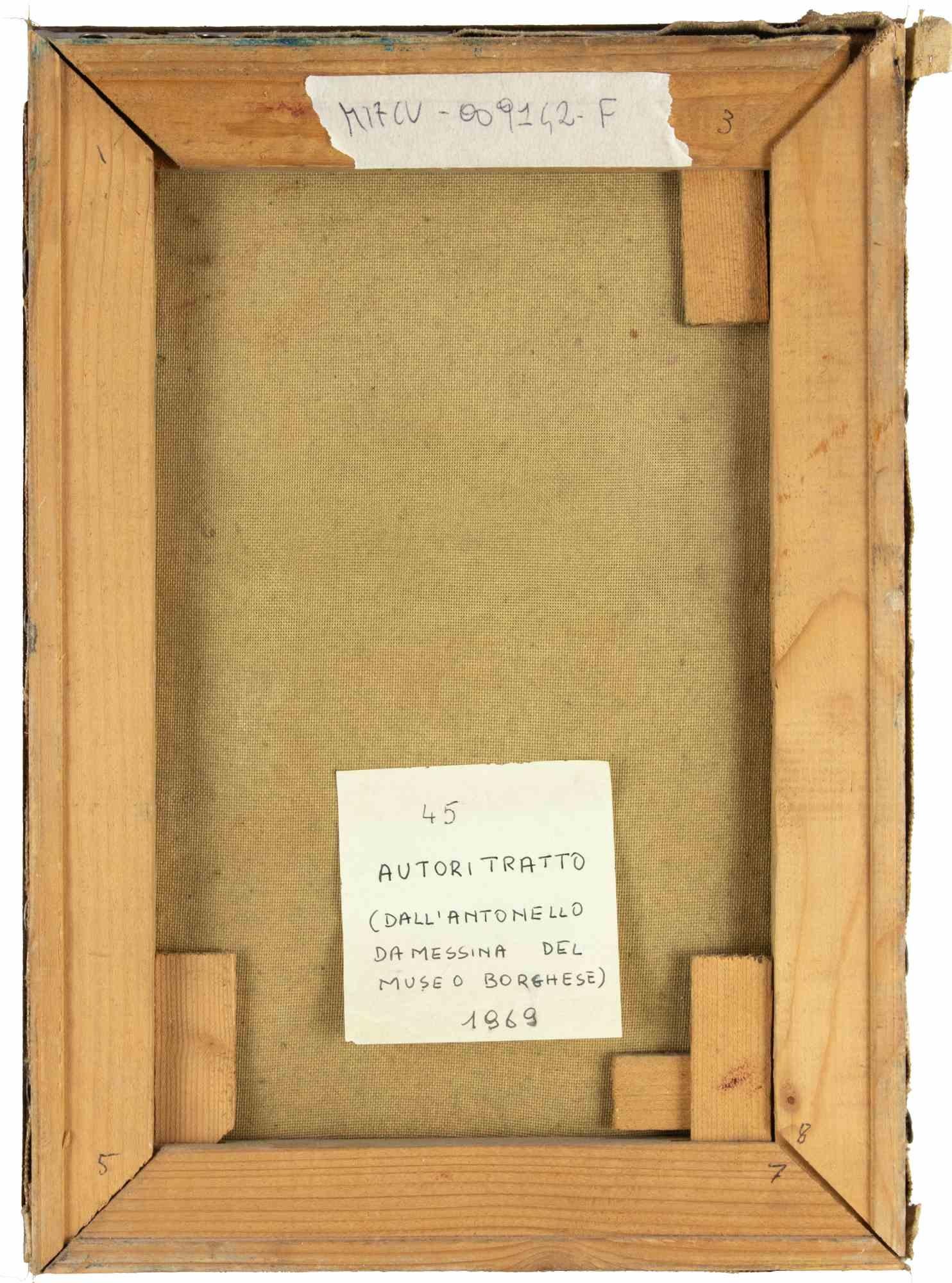 Selbstporträt nach Antonello da Messina – Malerei von Sirio Pellegrini – 1969 im Angebot 3