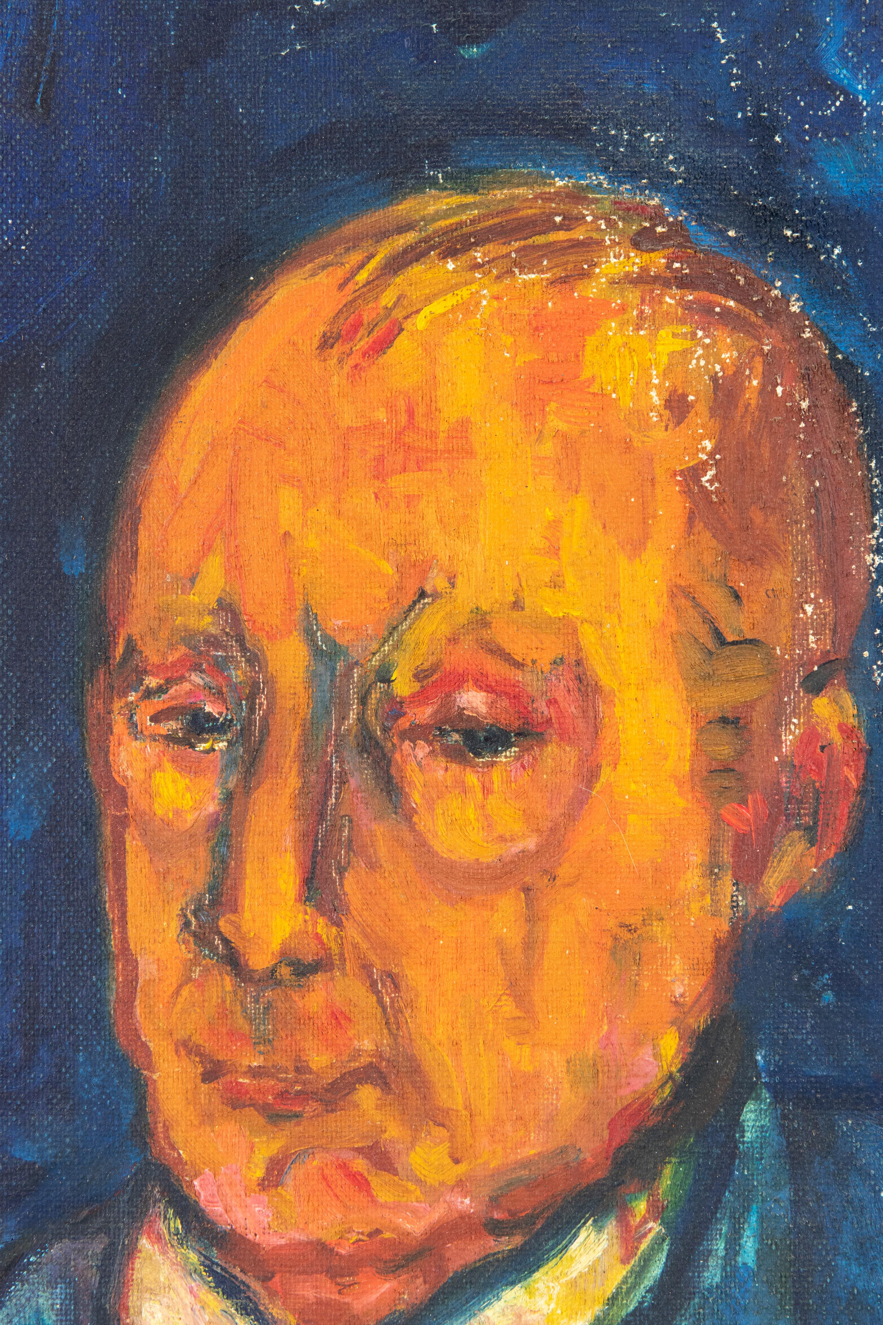 Self Portrait - Oil on Canvas by Sirio Pellegrini - 1969 For Sale 1