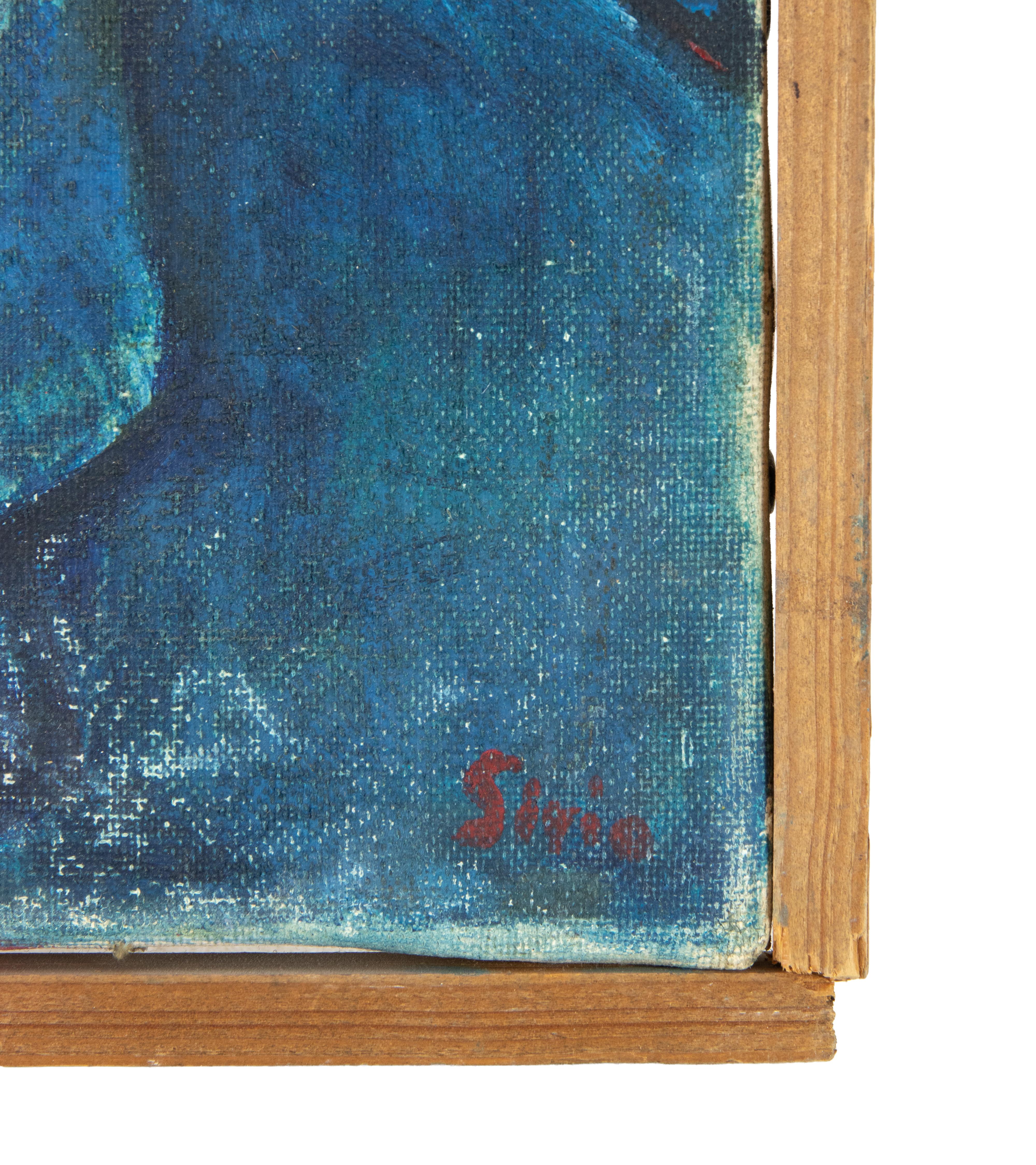 Self Portrait - Oil on Canvas by Sirio Pellegrini - 1969 For Sale 2