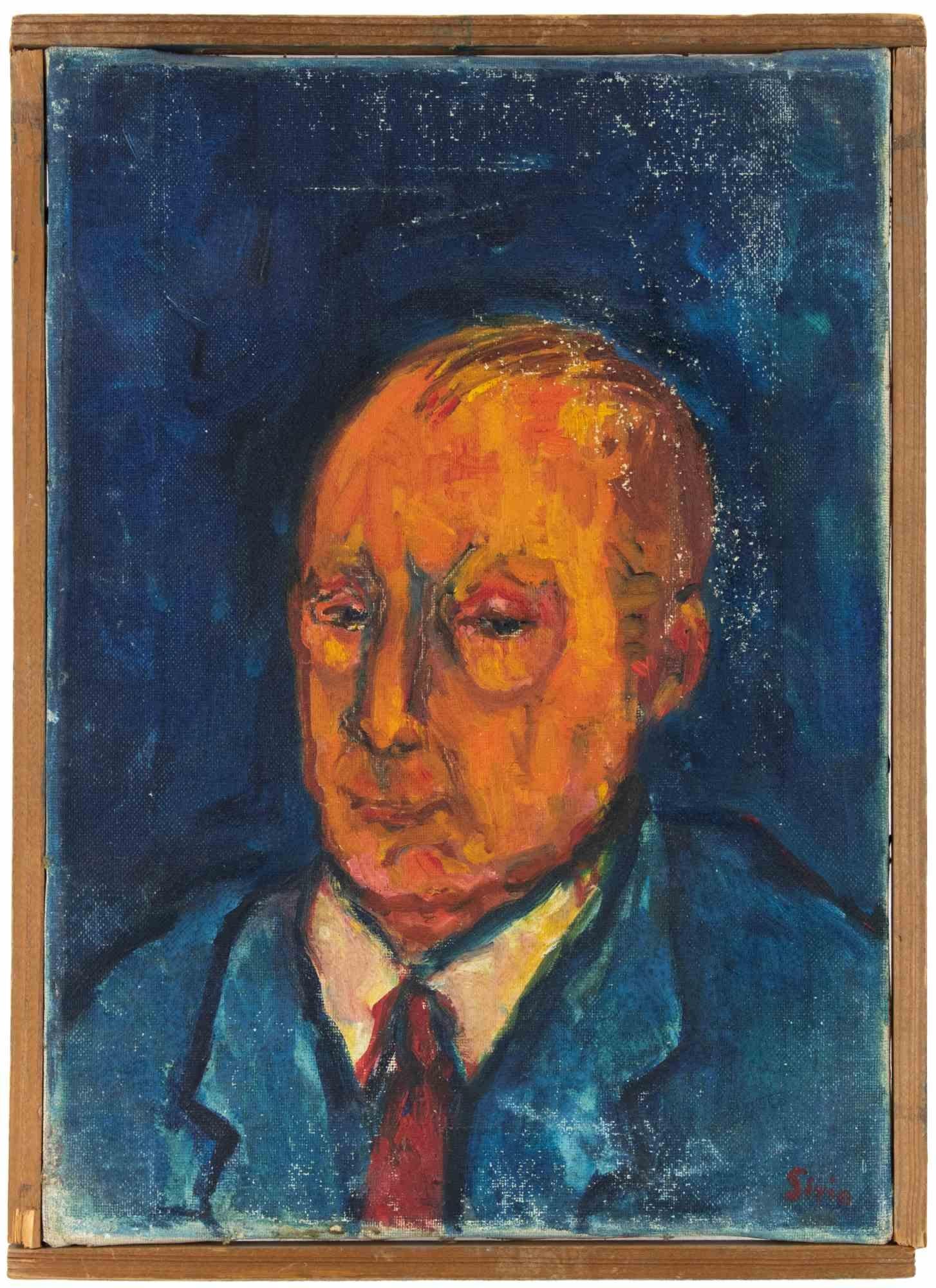 Self Portrait - Oil Paint by Sirio Pellegrini - 1969
