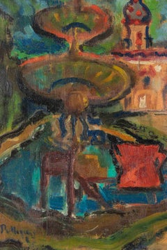 Square in Capestrano - Paint by Sirio Pellegrini - 1967
