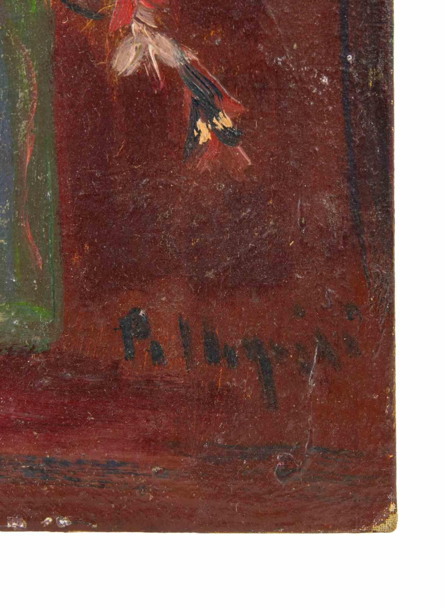 Stillleben mit Zyclamenen – Farbe von Sirio Pellegrini – 1965 im Angebot 2