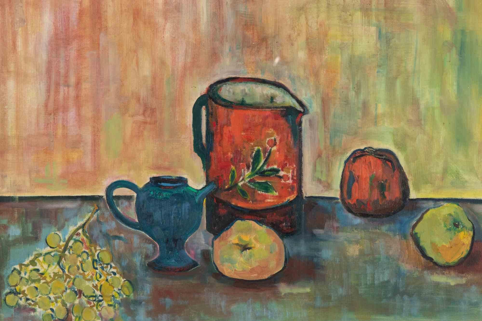 Stillleben mit Obst – Ölgemälde von Sirio Pellegrini – 1968 im Angebot 1