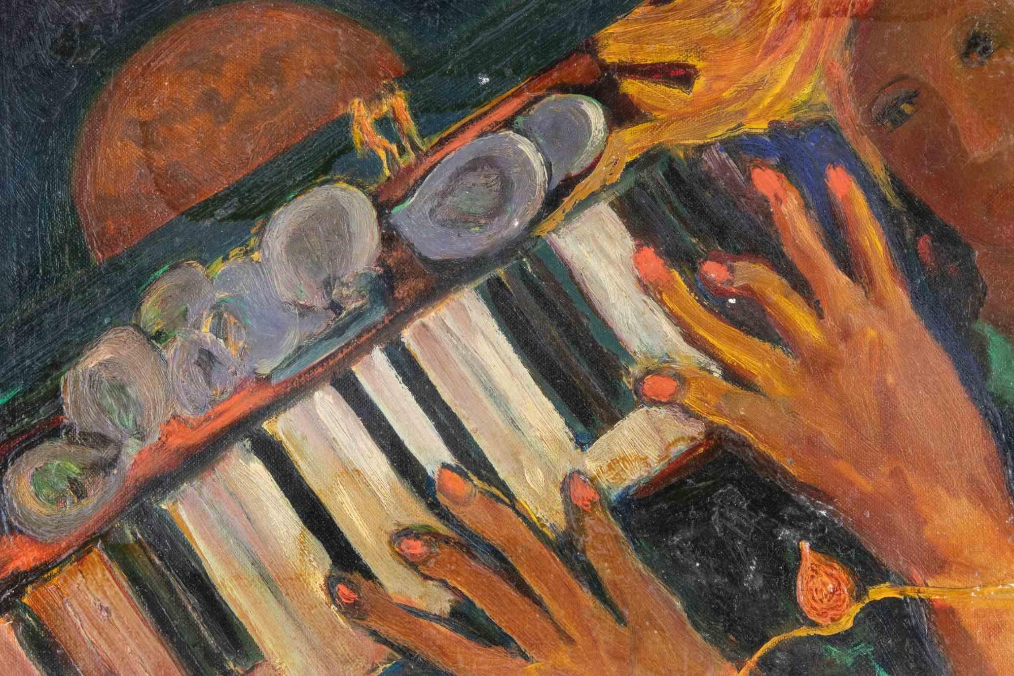 El Pianista - Pintura de Sirio Pellegrini - Años 60 en venta 1