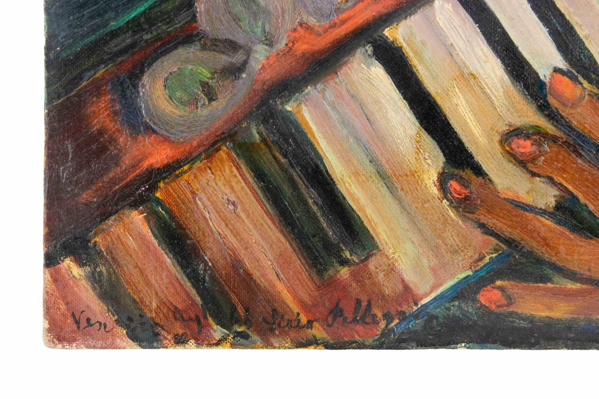 El Pianista - Pintura de Sirio Pellegrini - Años 60 en venta 2