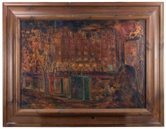 Paisaje urbano - Pintura al óleo de Sirio Pellegrini - 1969
