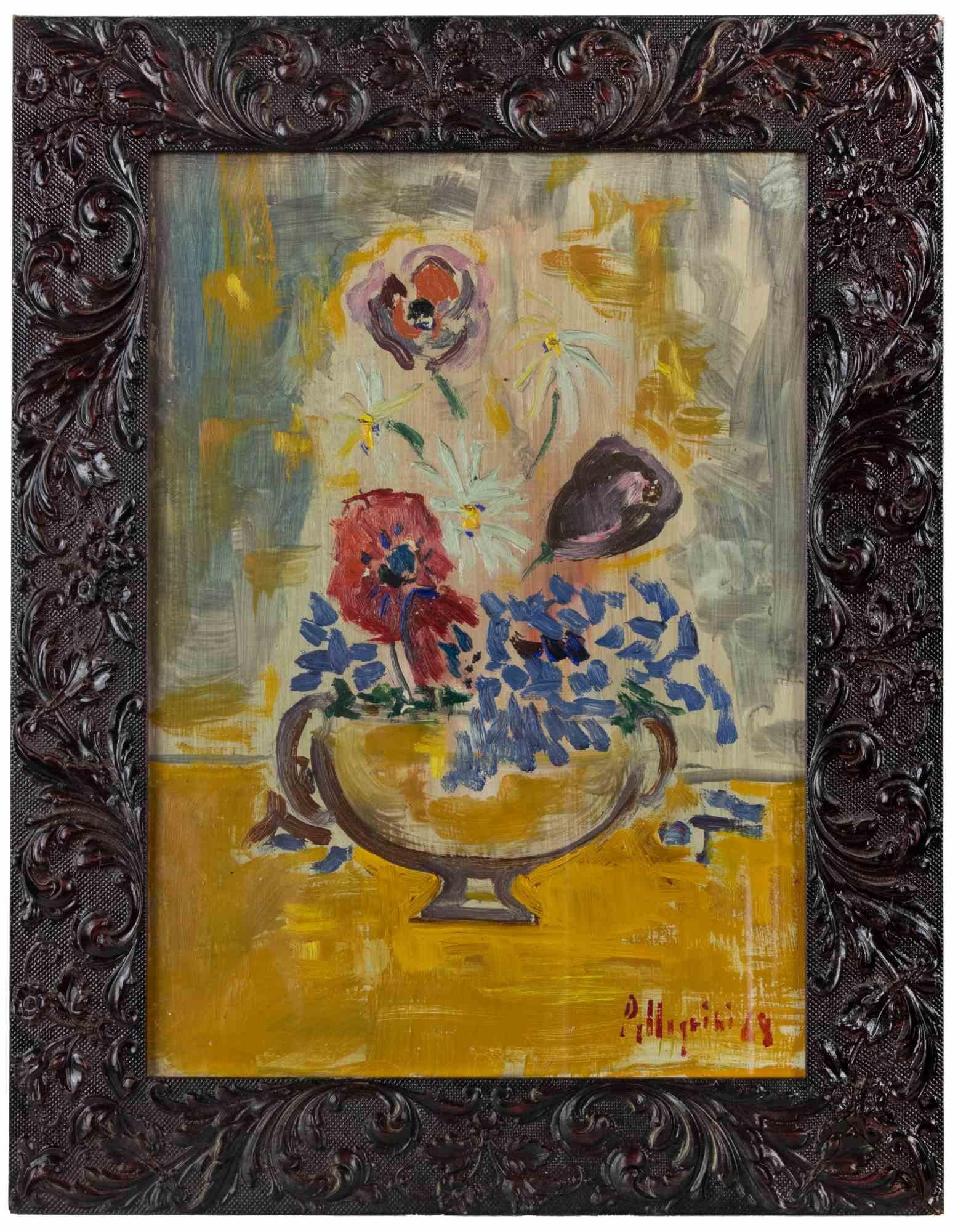 Vaso di fiori - Dipinto di Sirio Pellegrini - 1968