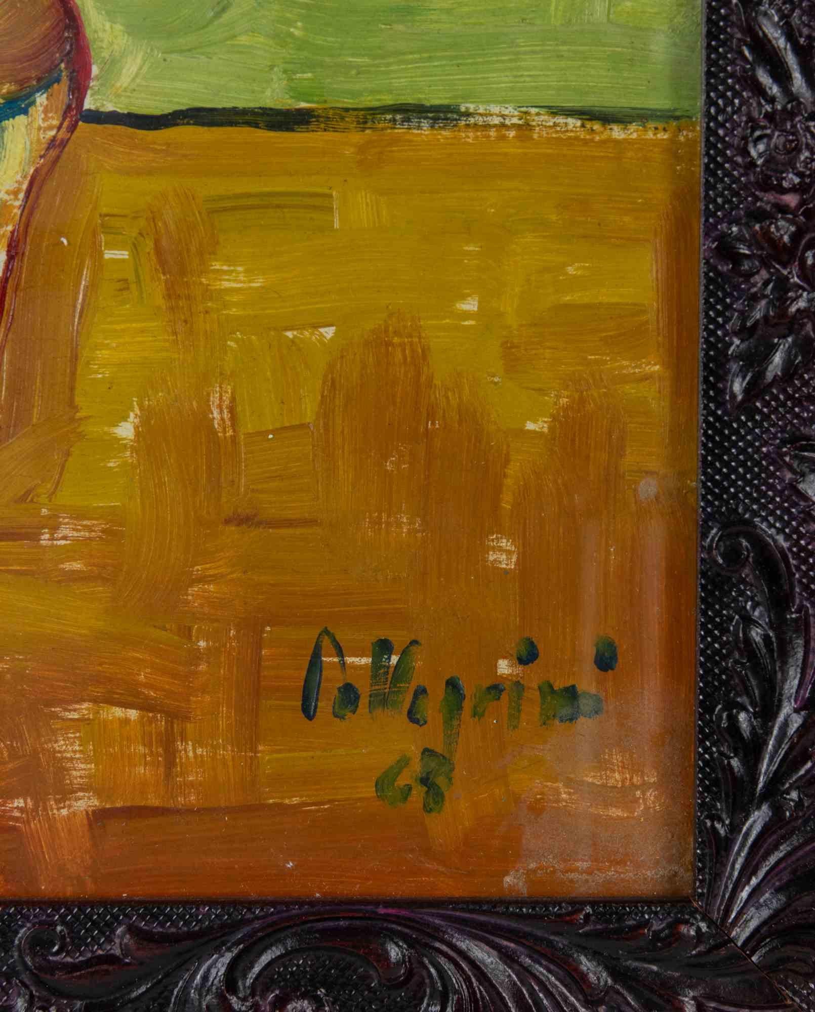 Vase mit Blumen – Farbe von Sirio Pellegrini – 1969 im Angebot 2