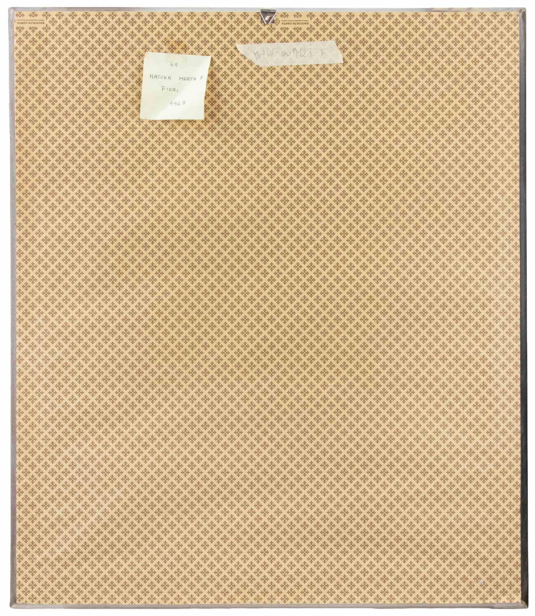 Vase mit Blumen – Farbe von Sirio Pellegrini – 1969 im Angebot 3