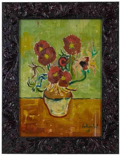 Vase of Flowers - Paint by Sirio Pellegrini - 1969