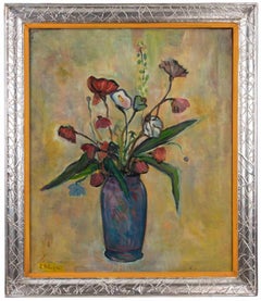 Jarrón de flores - Pintura de Sirio Pellegrini - 1969