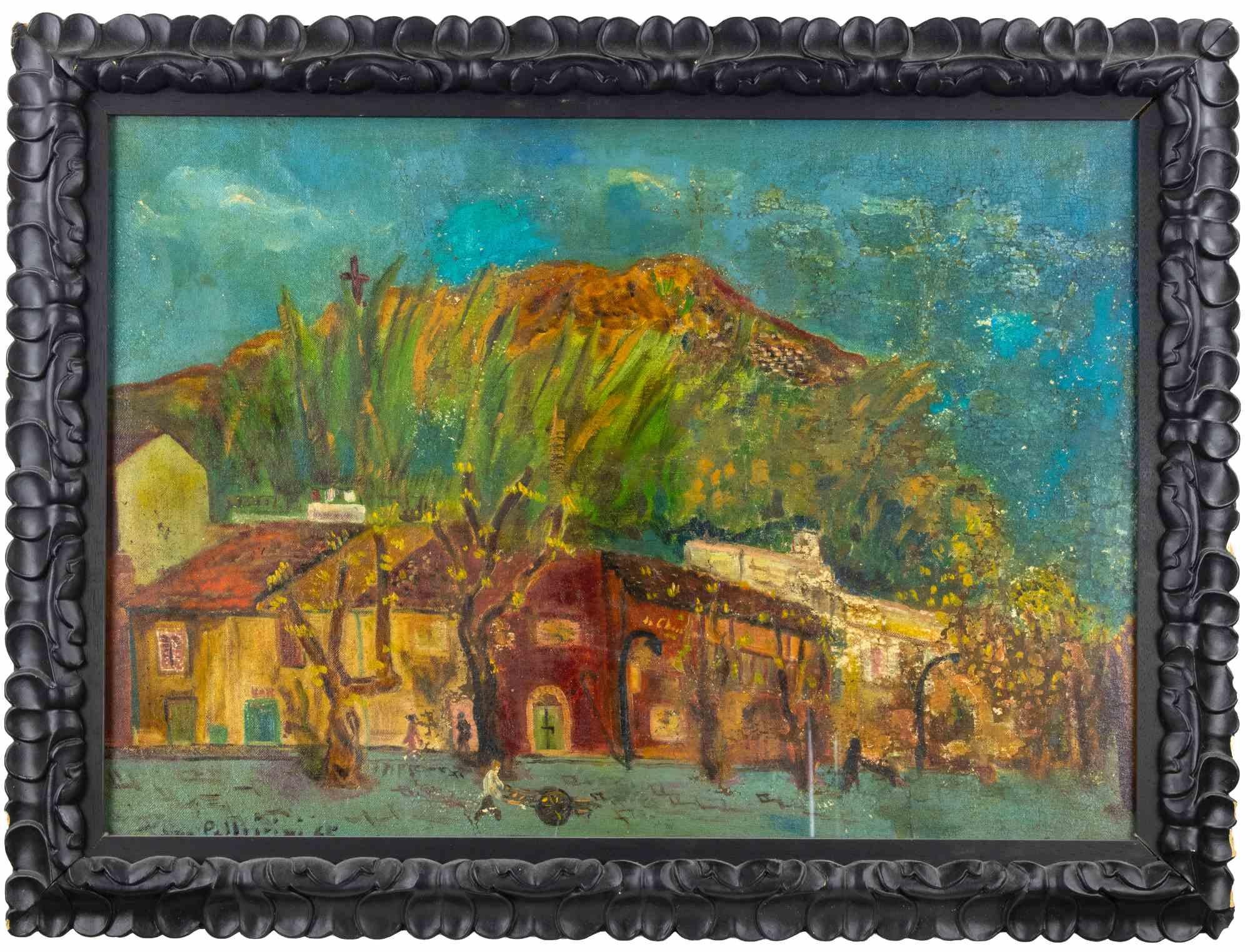 View of Monte dé Cocci Rome - Paint by Sirio Pellegrini - 1965