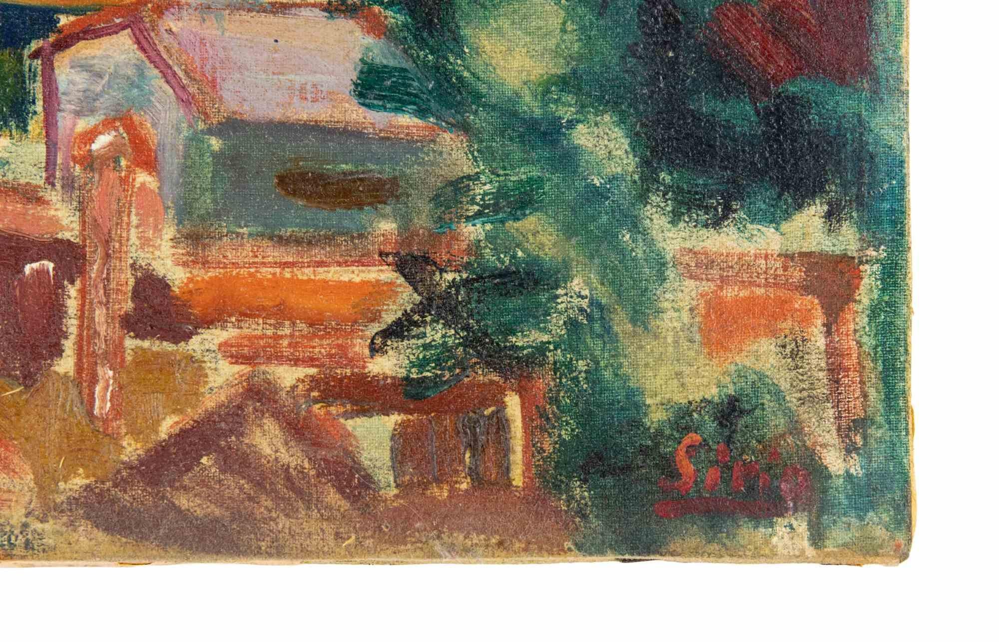 View of Rome from Gianicolo - Paint by Sirio Pellegrini - 1970 For Sale 1