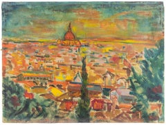 View of Rome from Gianicolo - Peinture de Sirio Pellegrini - 1970