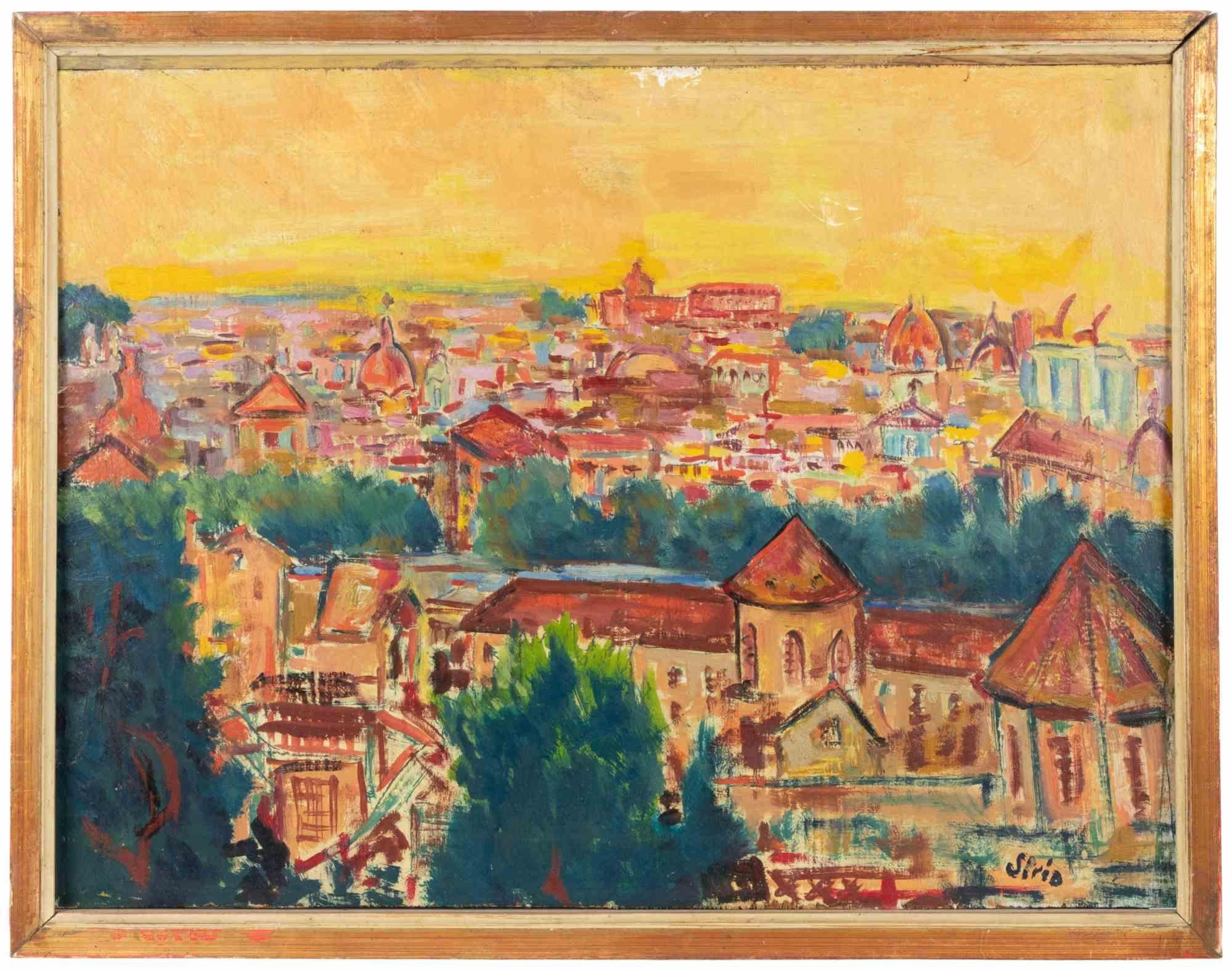 View of Rome - Paint by Sirio Pellegrini - 1970