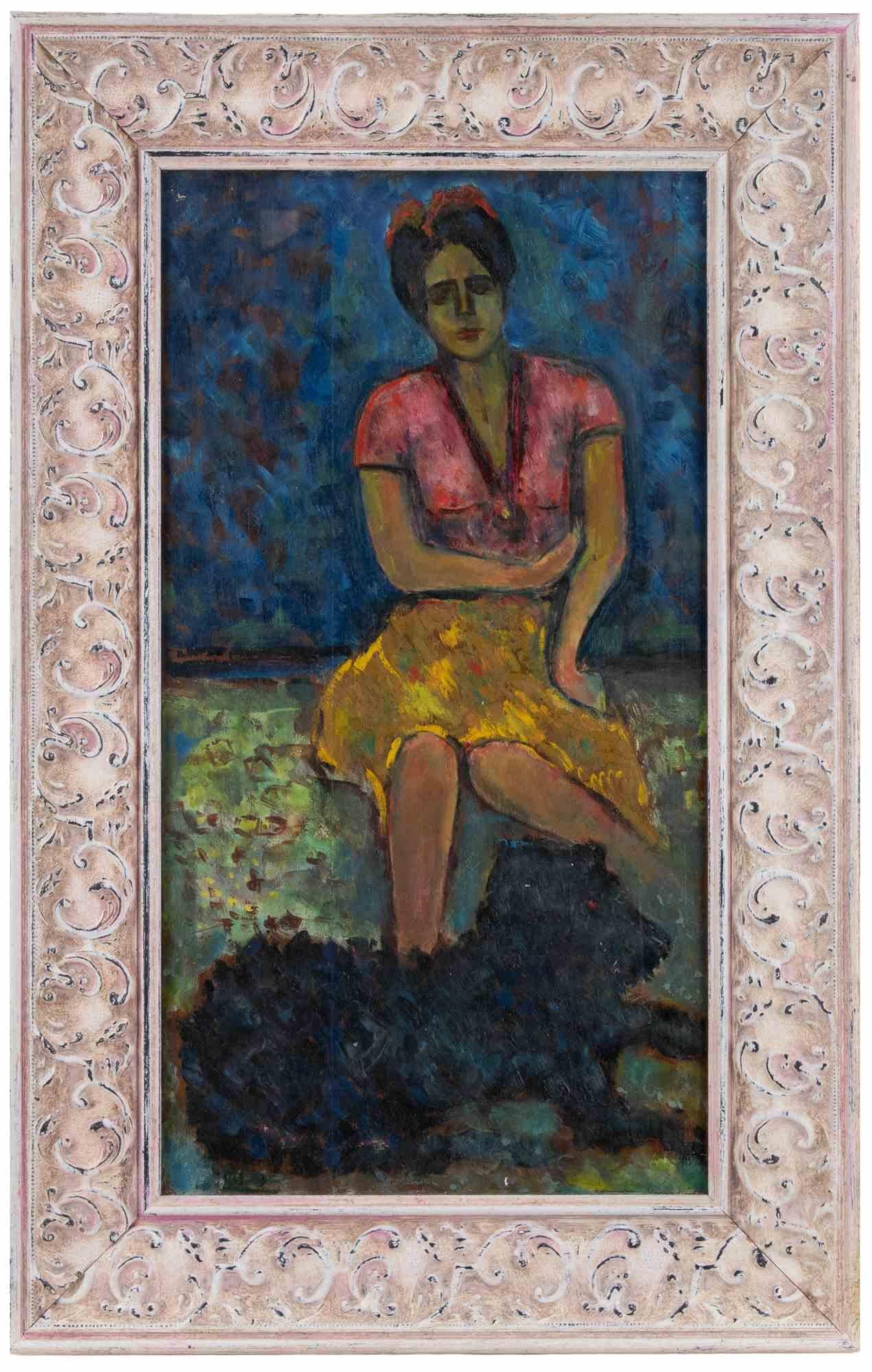 Chica joven - Pintura de Sirio Pellegrini - Años 60