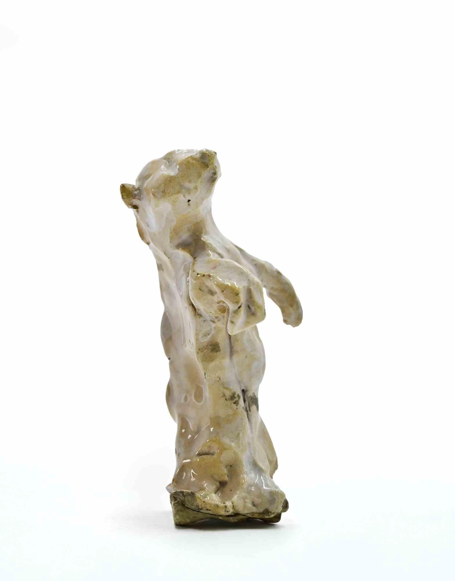 Sirio Pellegrini Figurative Sculpture - Bear Sculpture, Painted Ceramic, Modern Style, 1960s, Unframed