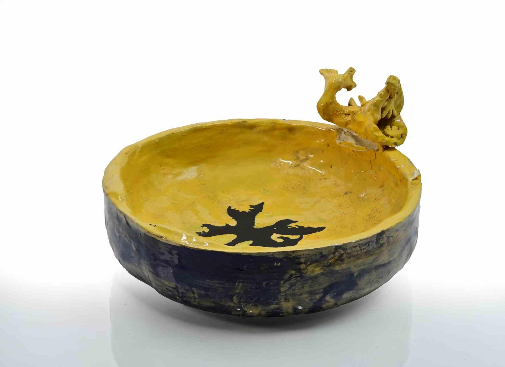 Sirio Pellegrini Figurative Sculpture - Bowl Sculpture in Painted Terracotta, Modern Style, 1960s, Unframed