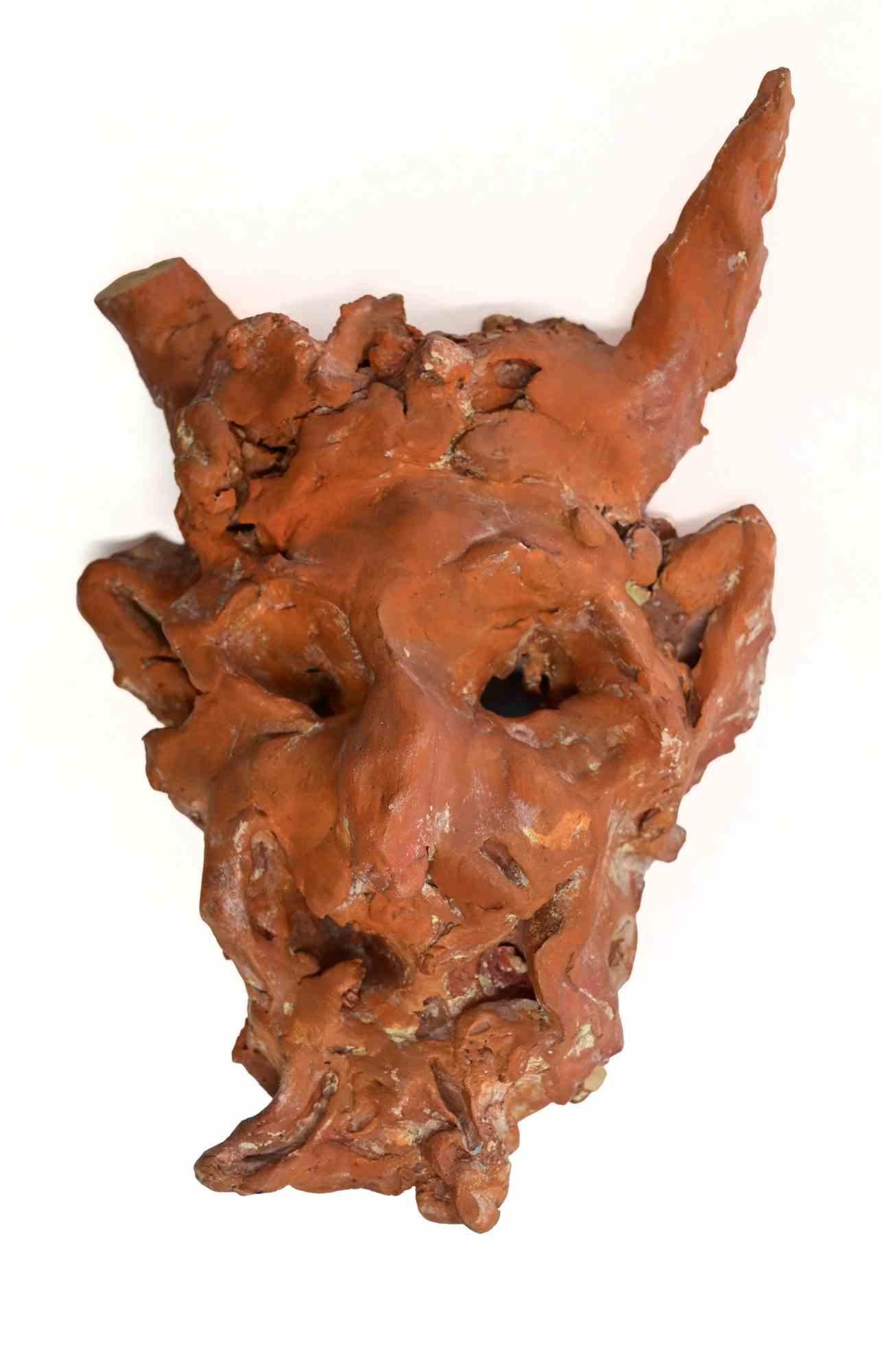 Devil Terracotta Sculpture, Modern Style, Signed, 1960s, Unframed