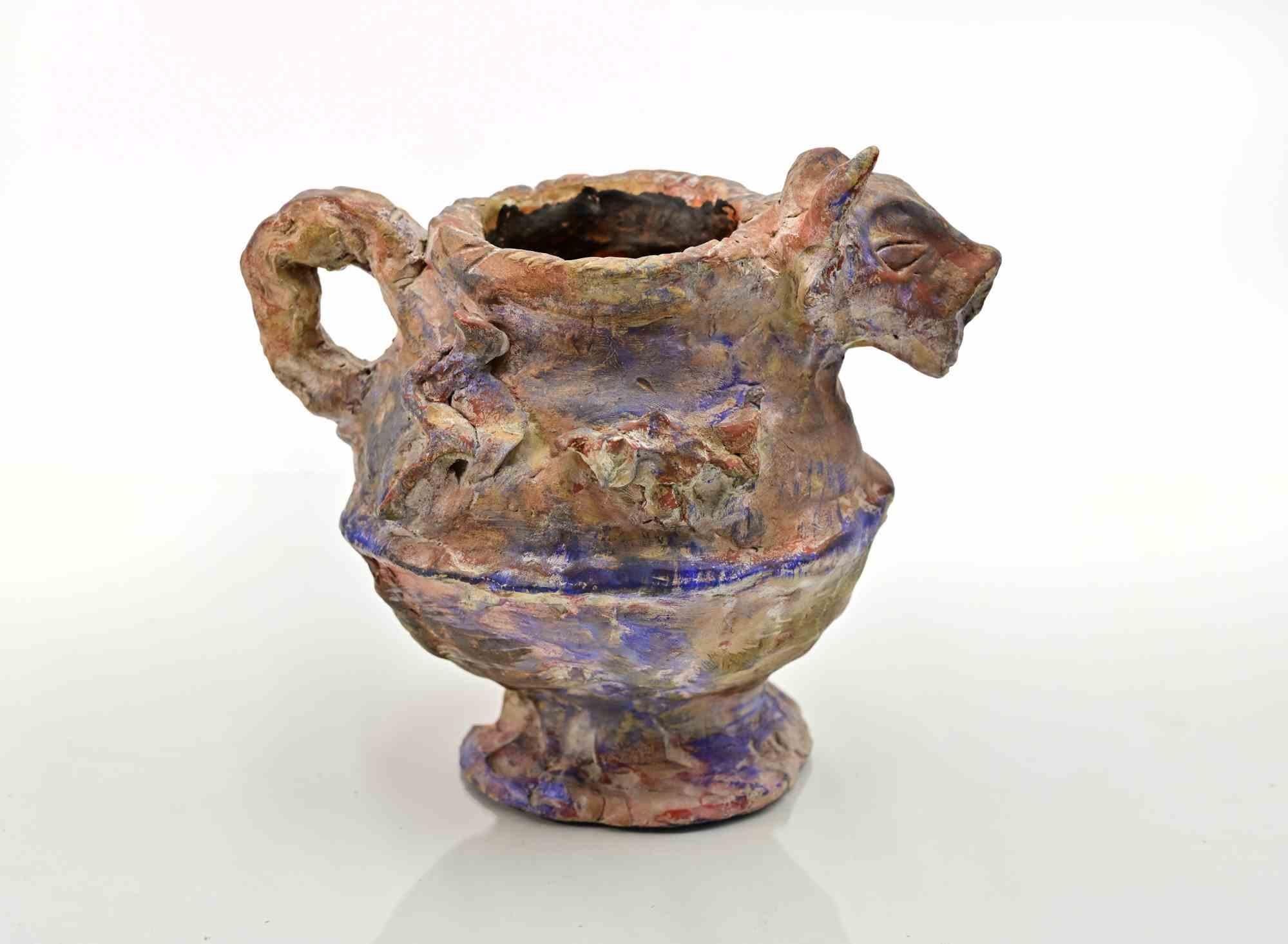 Jug Sculpture in Painted Terracotta, Modern Style, 1960s, Unframed