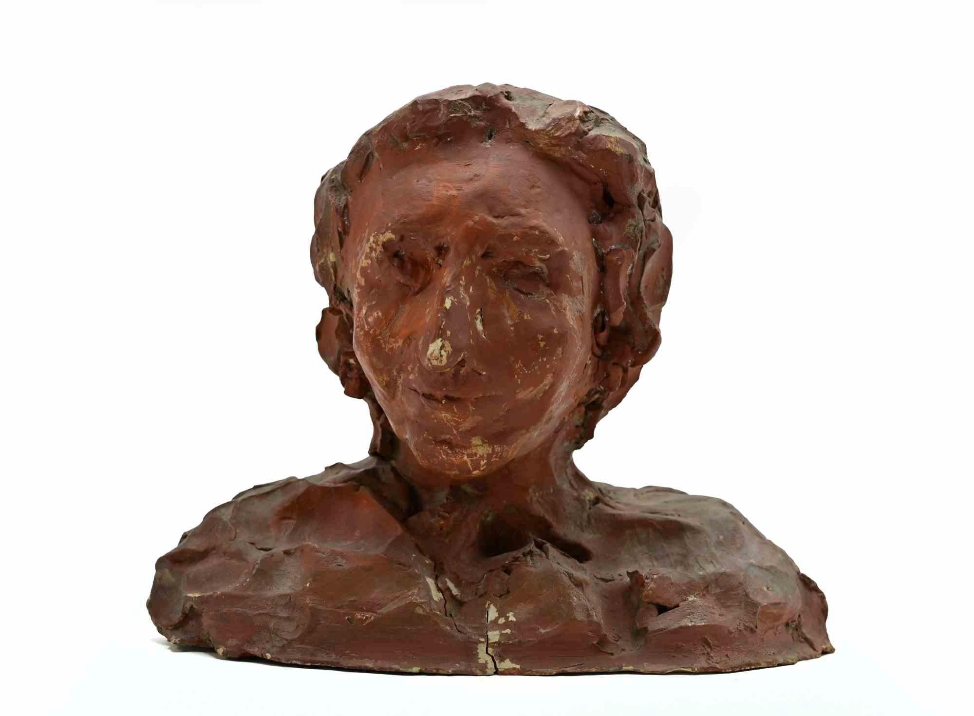 Sirio Pellegrini Figurative Sculpture - Portrait Sculpture in Terracotta, Modern Style, 1960s, Unframed