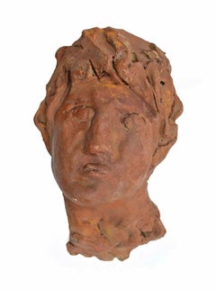 Sculpture portrait en terre cuite, style moderne, années 1960, sans cadre