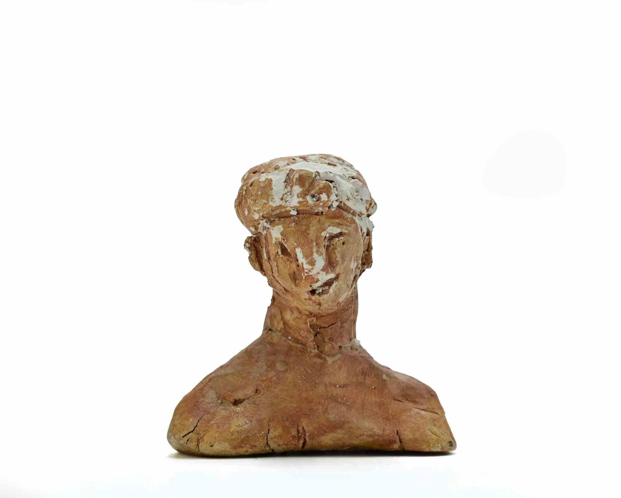 Portrait Sculpture in Terracotta, Modern Style, 1960s, Unframed