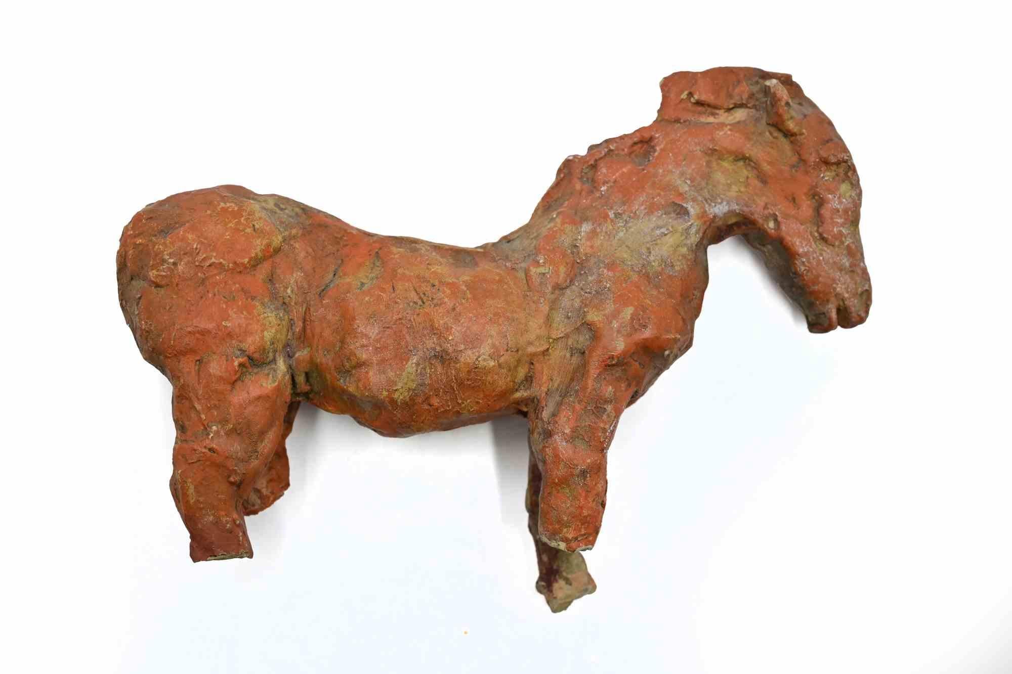 Sirio Pellegrini Figurative Sculpture - Veal Sculpture, Painted Terracotta, Modern Style, 1960s, Unframed